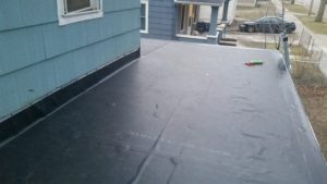 EPDM roofing on a front Porch